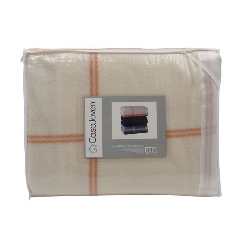 CASA JOVEN - Frazada de Polar Print Beige 1,5 Plazas