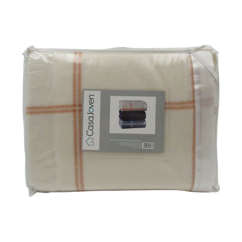 CASA JOVEN - Frazada de Polar Print Beige 2 Plazas