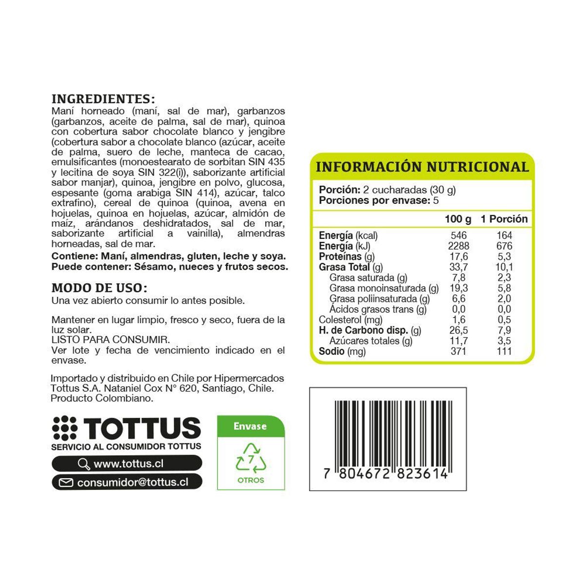 TOTTUS - Mix Frutos Secos Ancestral Tottus 150 g