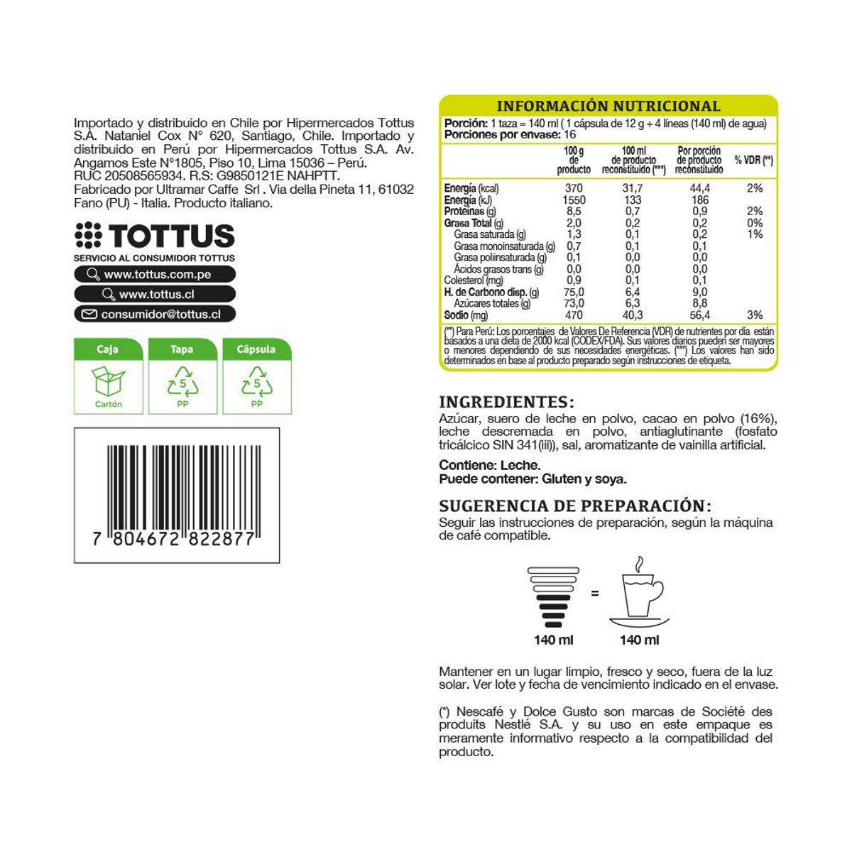 TOTTUS - Cápsula Chocolate