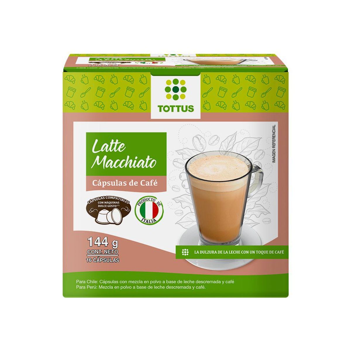 TOTTUS - Cápsulas de Café Latte Machiato Tottus 144 g