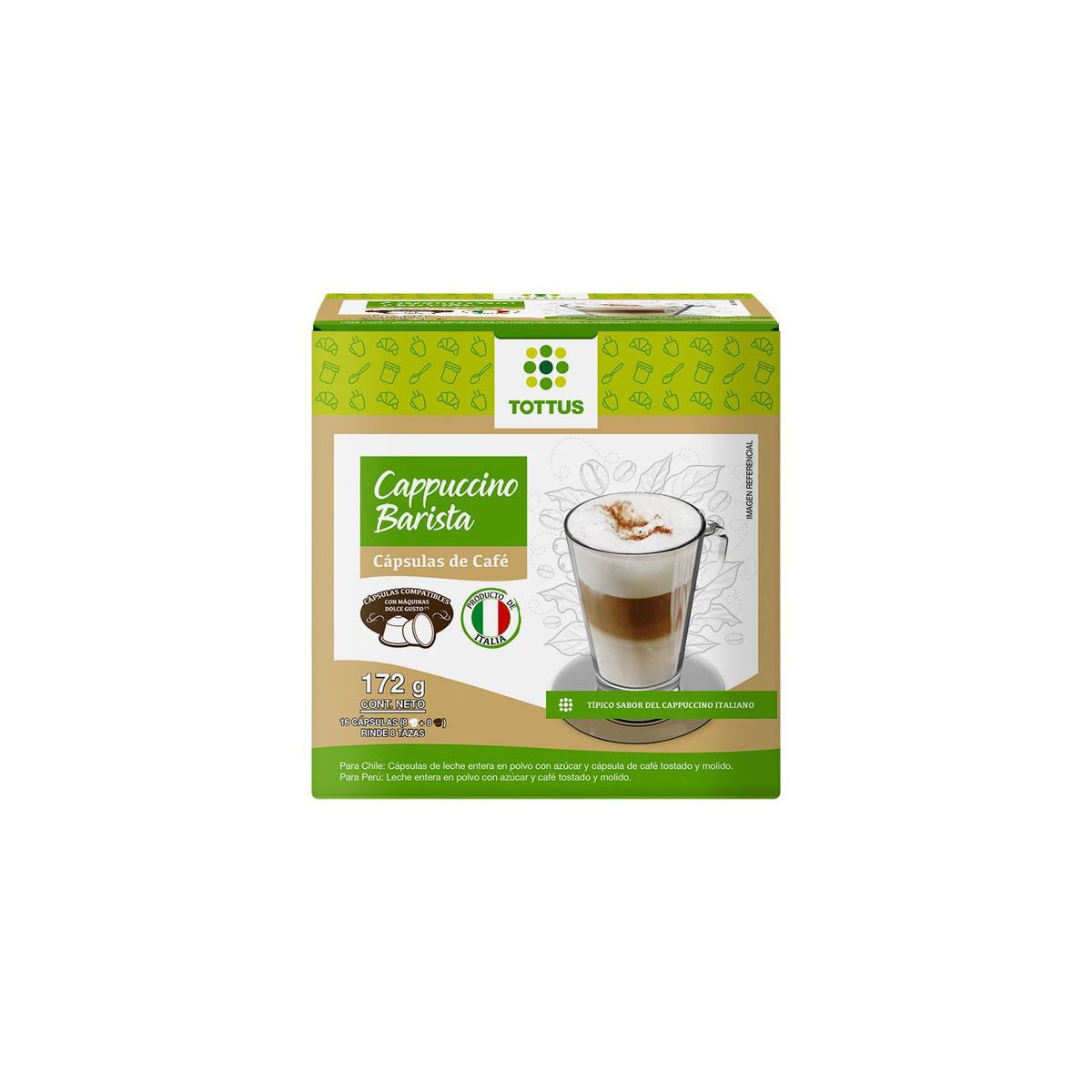 TOTTUS - Cápsulas de Café Cappuccino Tottus 172 g