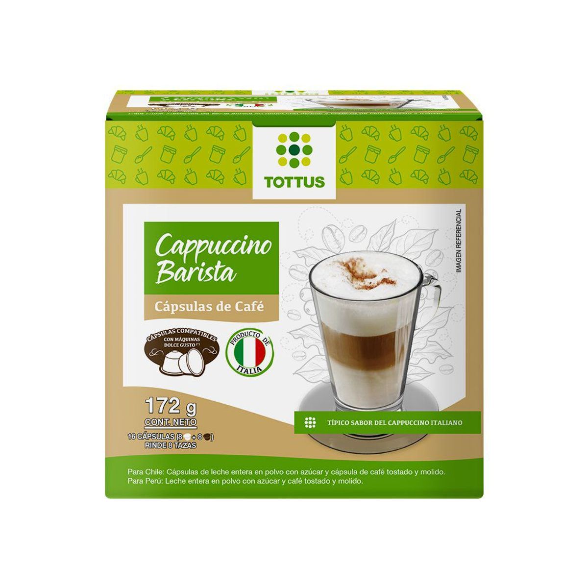 TOTTUS - Cápsulas de Café Cappuccino Tottus 172 g