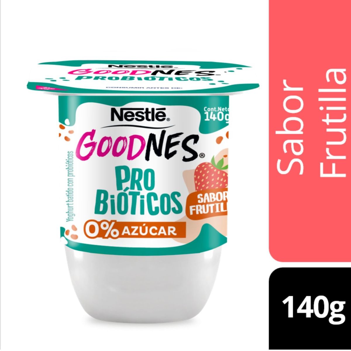 NESTLE - Yoghurt Goodnes Probióticos Sabor Frutilla Nestle 140 g