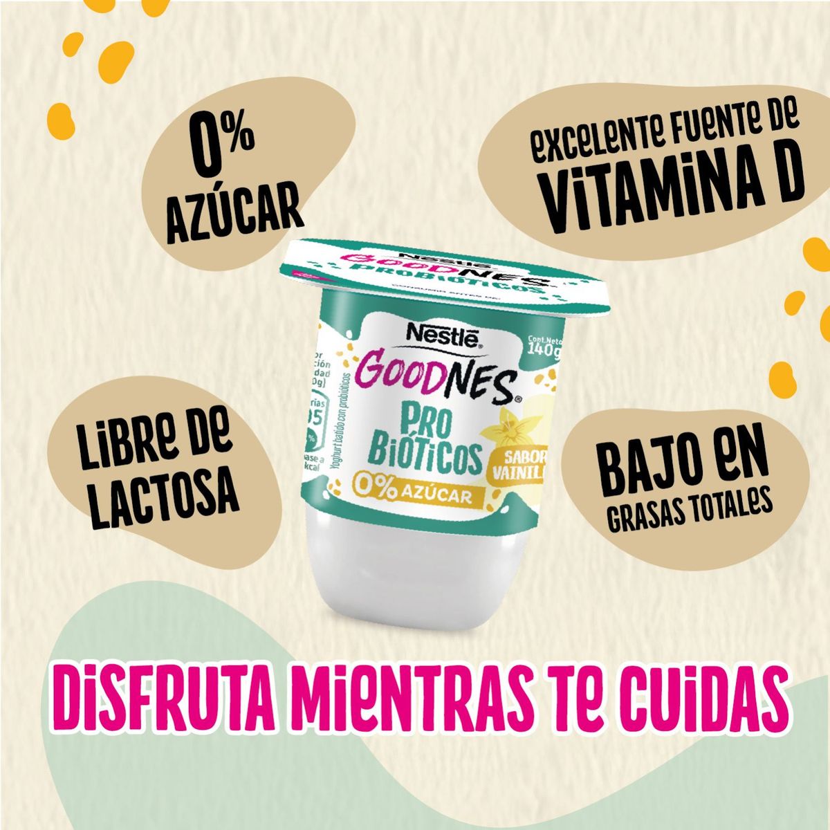 NESTLE - Yoghurt Goodnes Probióticos Sabor Vainilla Nestle 140 g