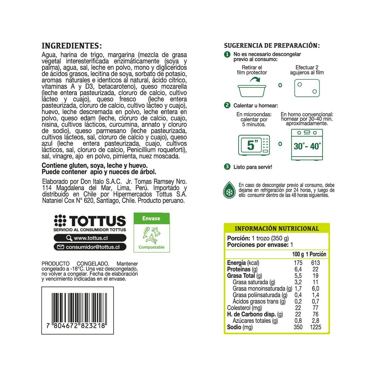 TOTTUS - Lasagna Cuatro Quesos