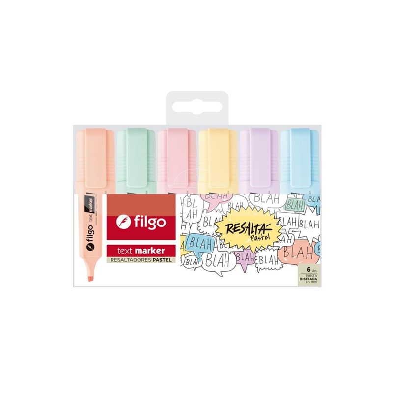 FILGO - Destacadores Text Marker Pastel 6 Un