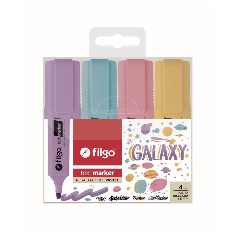 FILGO - Destacadores Text Marker Pastel 4 Un