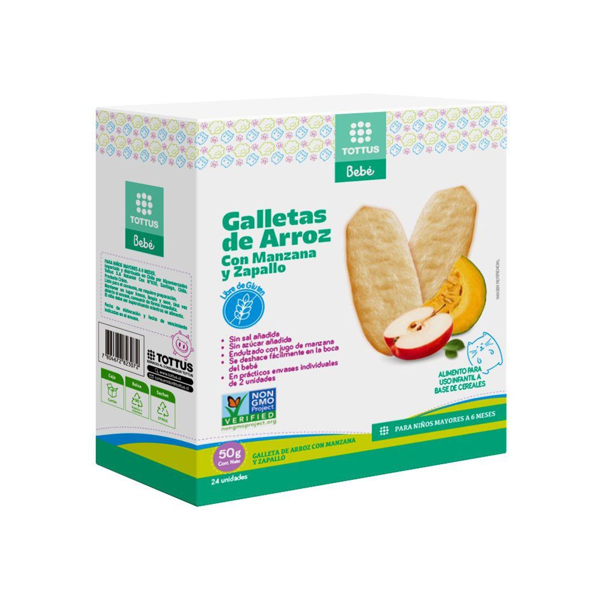 TOTTUS BEBE - Galleta De Arroz Sabor Manzana y Zap