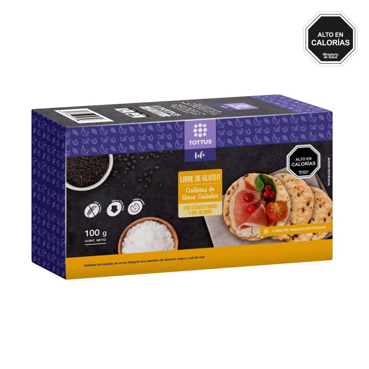 TOTTUS LIFE - Galleta De Arroz Sesamo Negro Premium