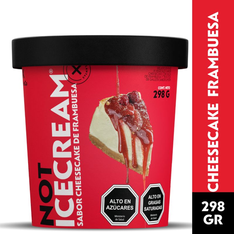 NOT ICECREAM - Helado Vegetal Not Icecream Sabor Cheesecake de Frambuesa 298 g