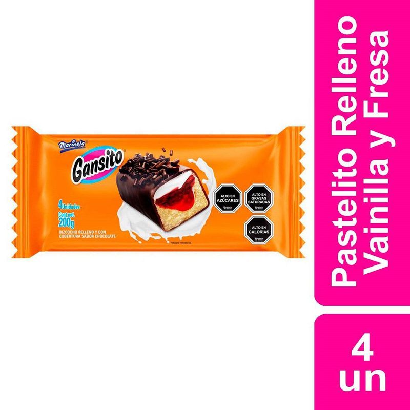 MARINELA - Pack Gansito Relleno de Vainilla y Fresa