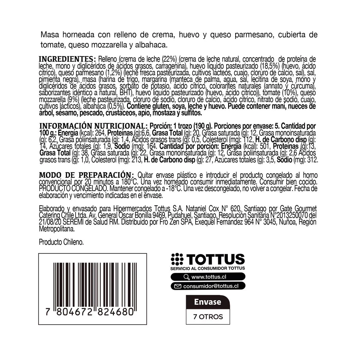 TOTTUS - Quiche Tomate Mozzarella