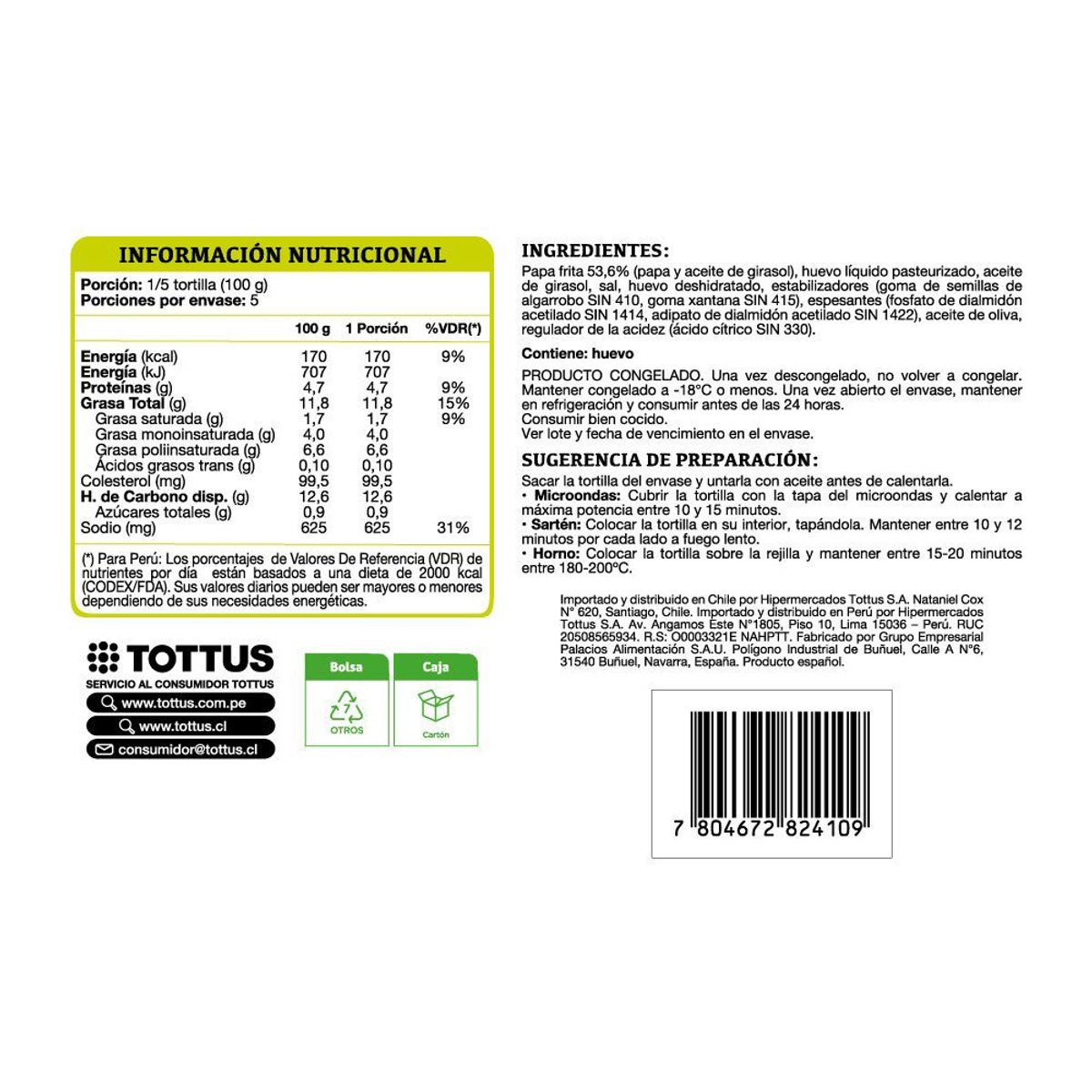 TOTTUS - Tortilla de Papa Clásica