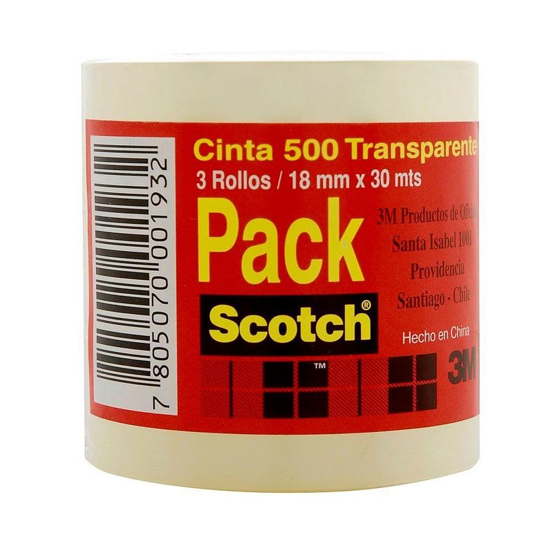 SCOTCH - Pack 3 Rollos Cinta 500 Scotch 18 x 30