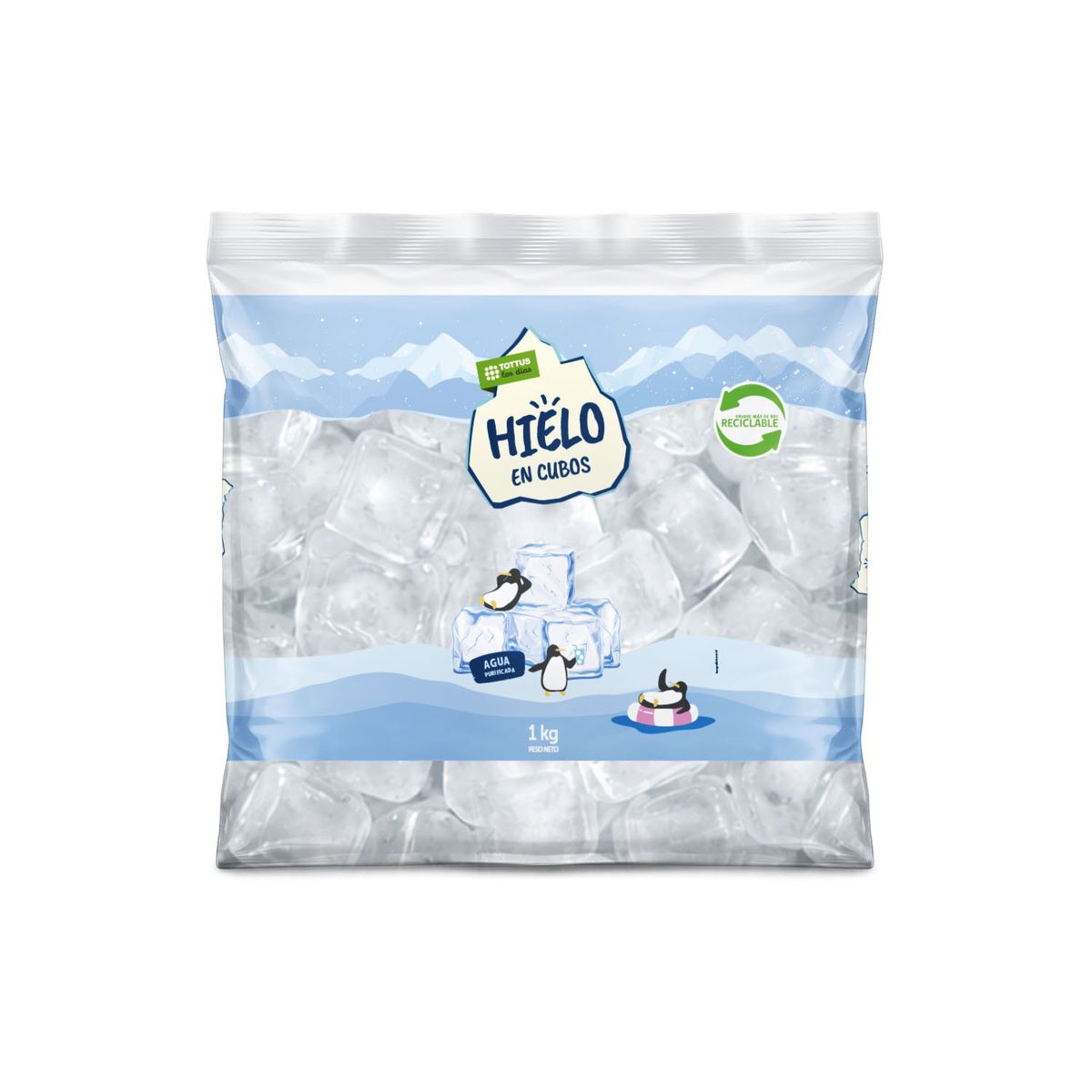TOTTUS - Hielo en Cubos Bolsa Tottus 1 Kg