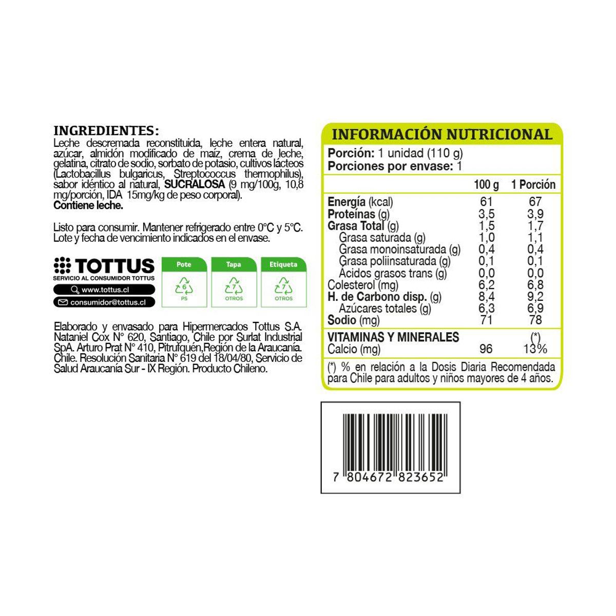 TOTTUS - Yoghurt Batido Vainilla