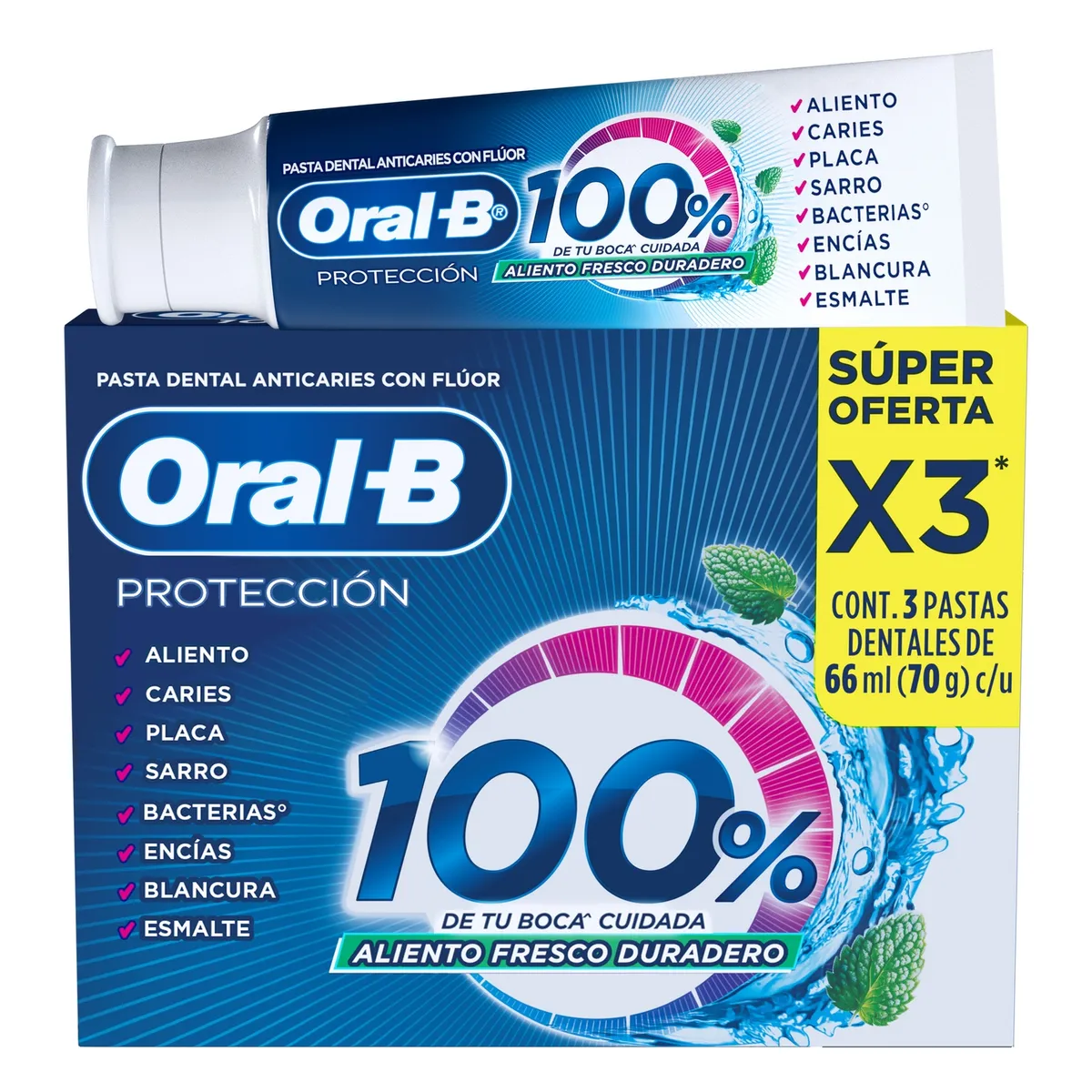 ORAL B - Pack Pasta Dental 100% Oral B 66 mlx3