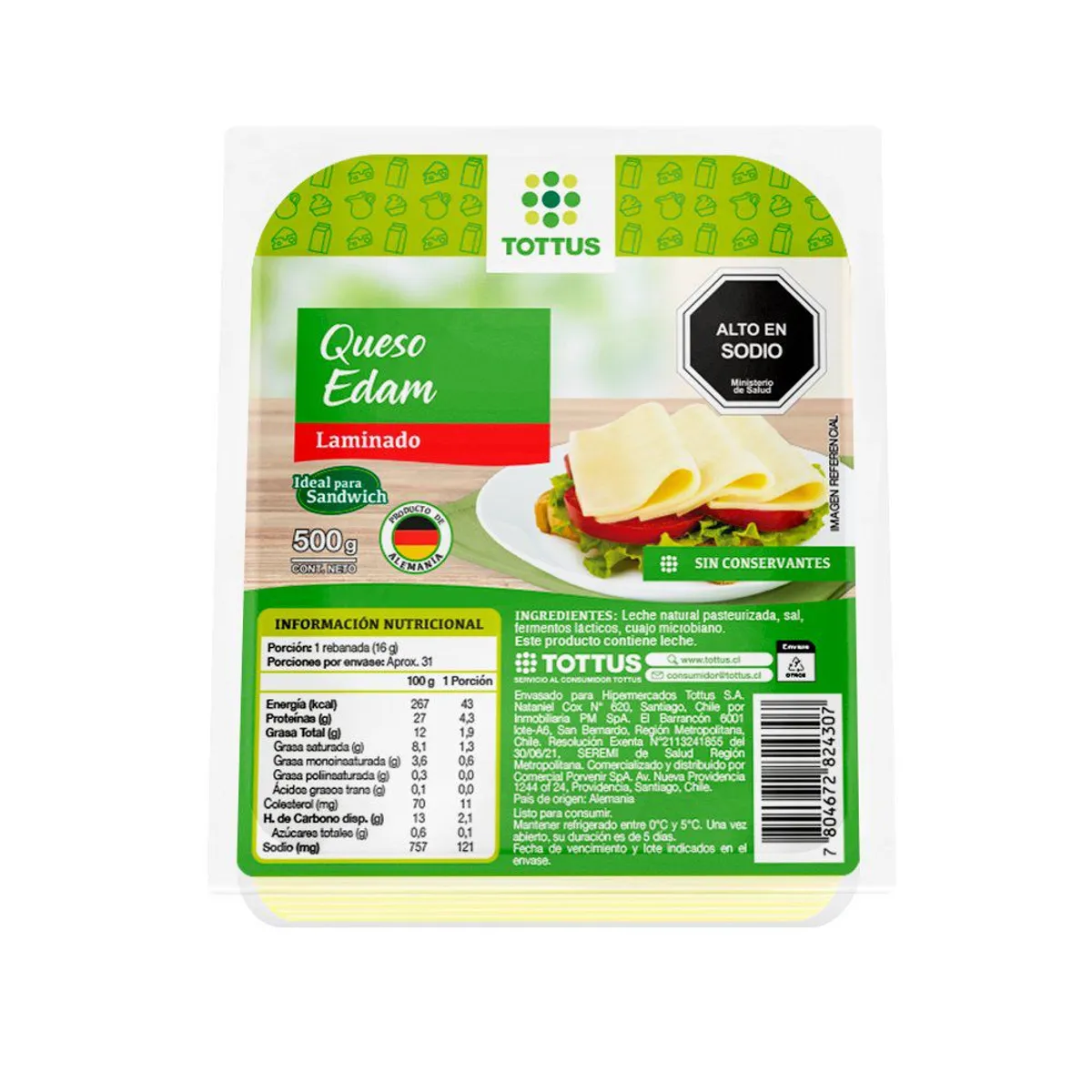 TOTTUS - Queso Edam Laminado