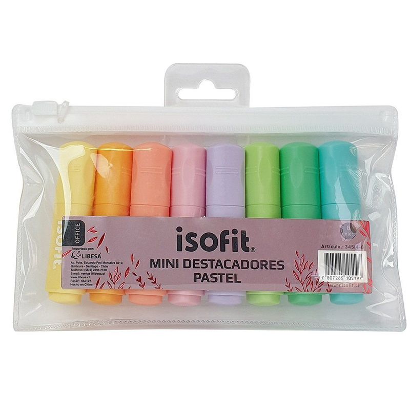 ISOFIT - Destacador Mini 8 Colores Pasteles Isofit Woman