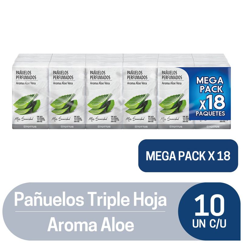 TOTTUS - Pack Pañuelos Desechables Triple Hoja Aloe Vera