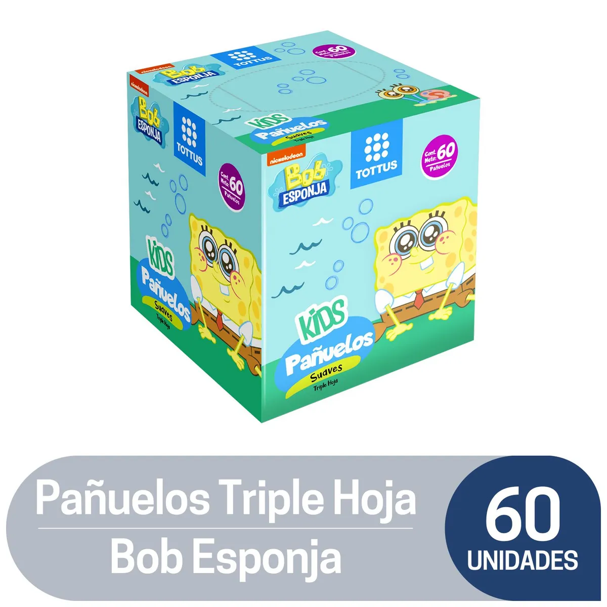 TOTTUS - Pañuelos Desechables Triple Hoja Bob Esponja