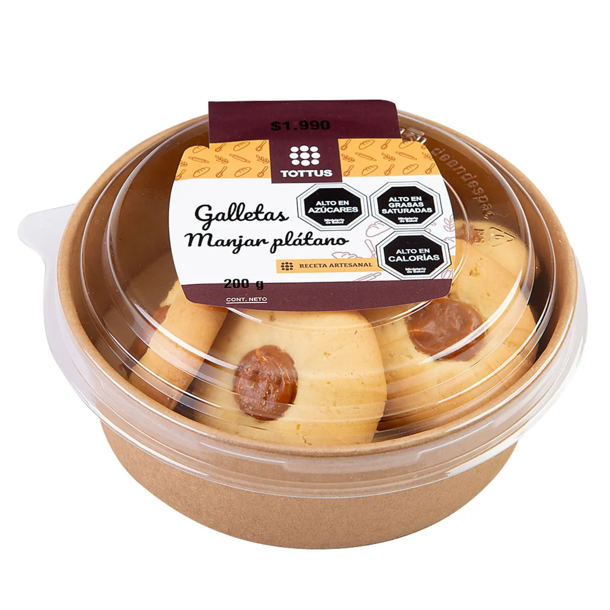 TOTTUS - Galletas Manjar Plátano Tottus 200 g