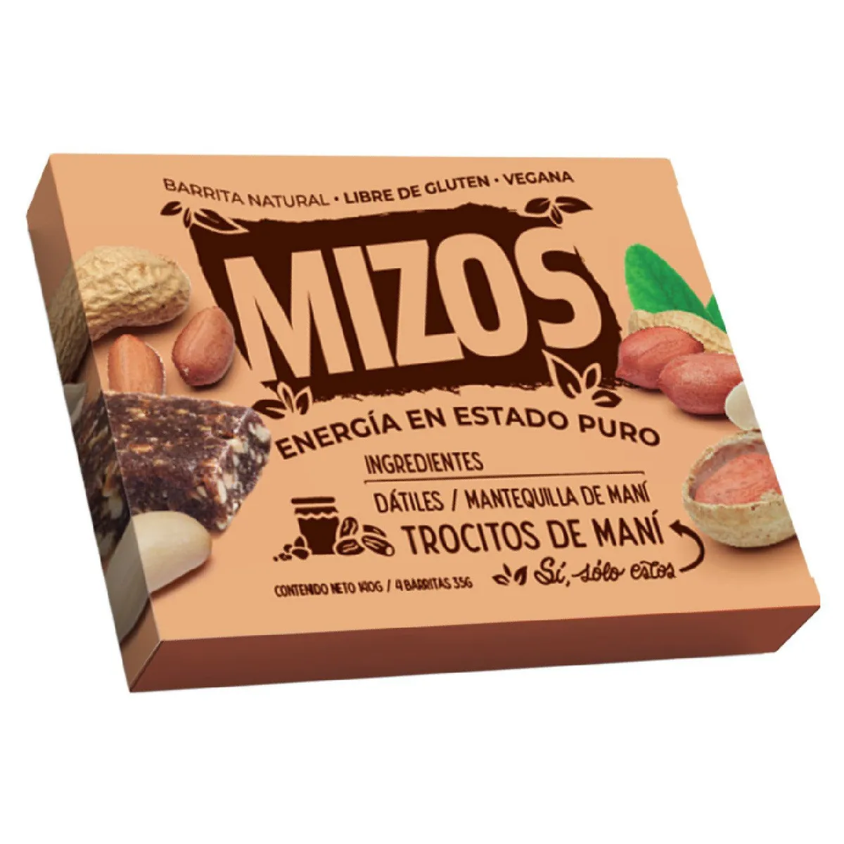 MIZOS - Barritas Naturales Mizos Maní 4 x 35 g