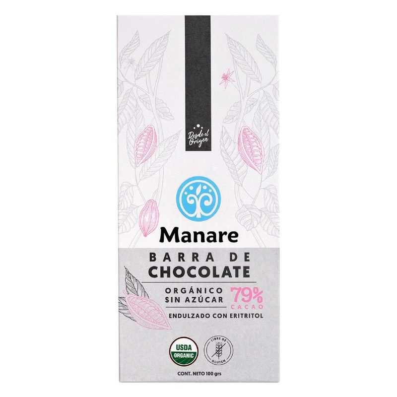 MANARE - Chocolate Sin Azucar 79% Cacao