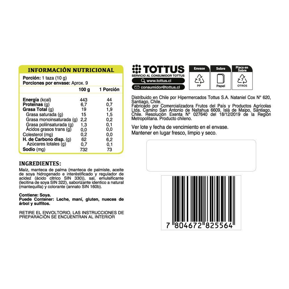 TOTTUS - Cabritas Microondas Mantequilla