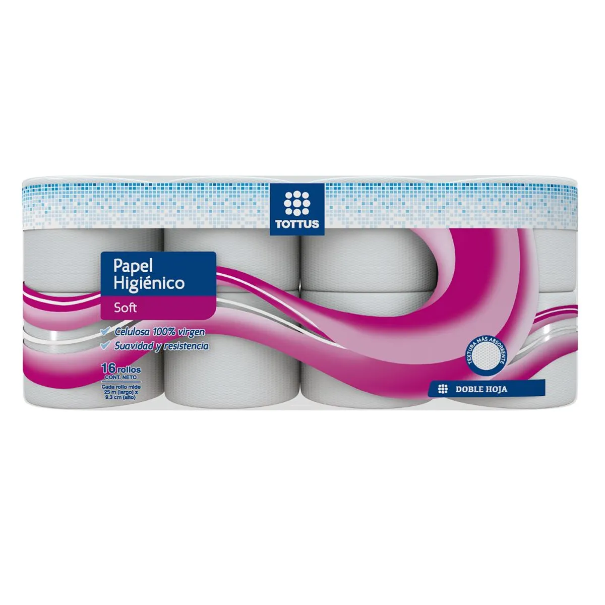 TOTTUS - Papel Higiénico Tottus Doble Hoja Soft 16 x 25 mts