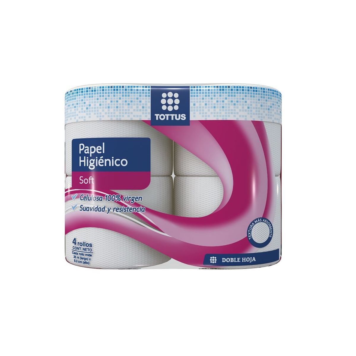 TOTTUS - Papel Higiénico Tottus Doble Hoja Soft 4 x 25 mts