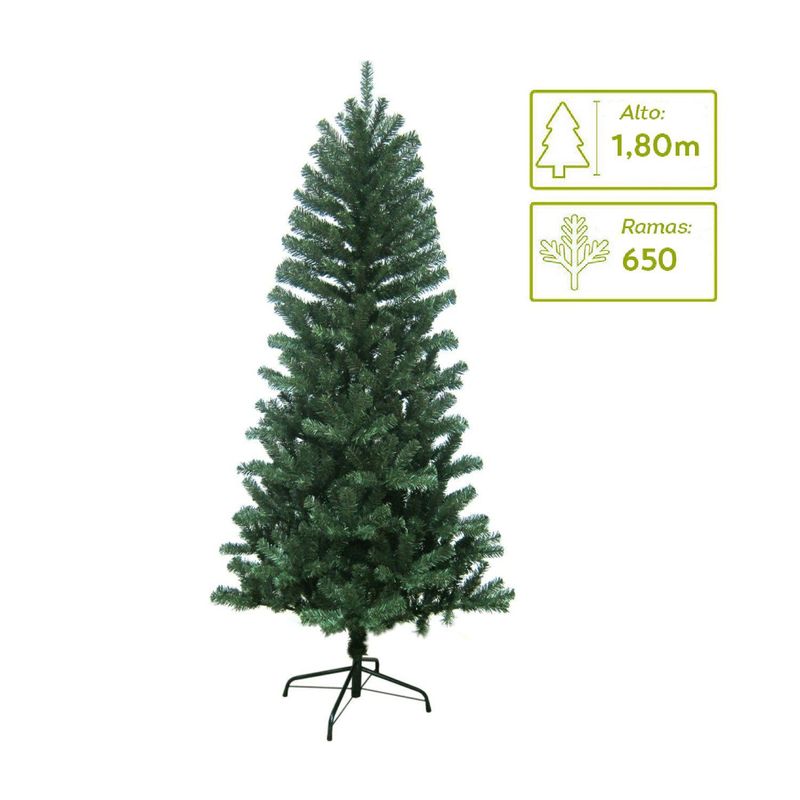CASA JOVEN - Árbol de Navidad 180 cm 650 Ramas Base Metálica