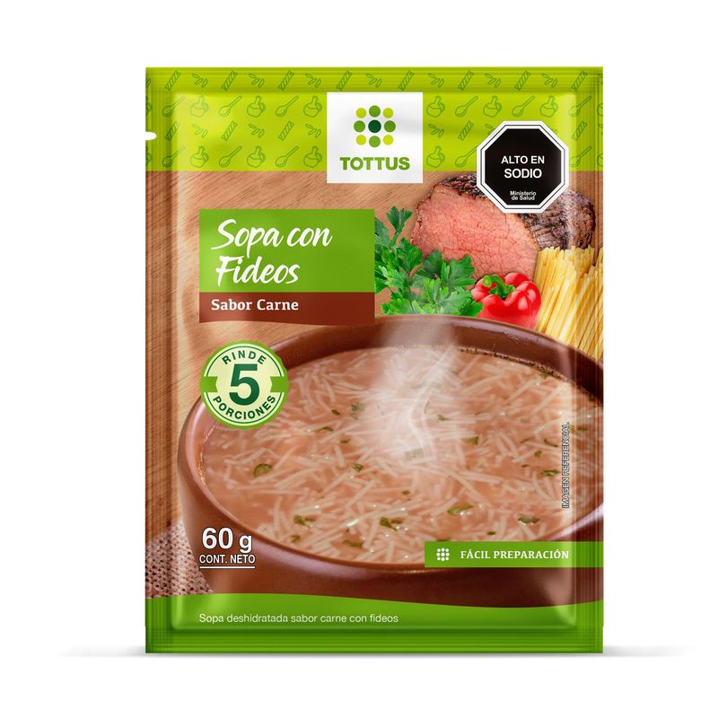 TOTTUS - Sopa con Fideos Sabor Carne