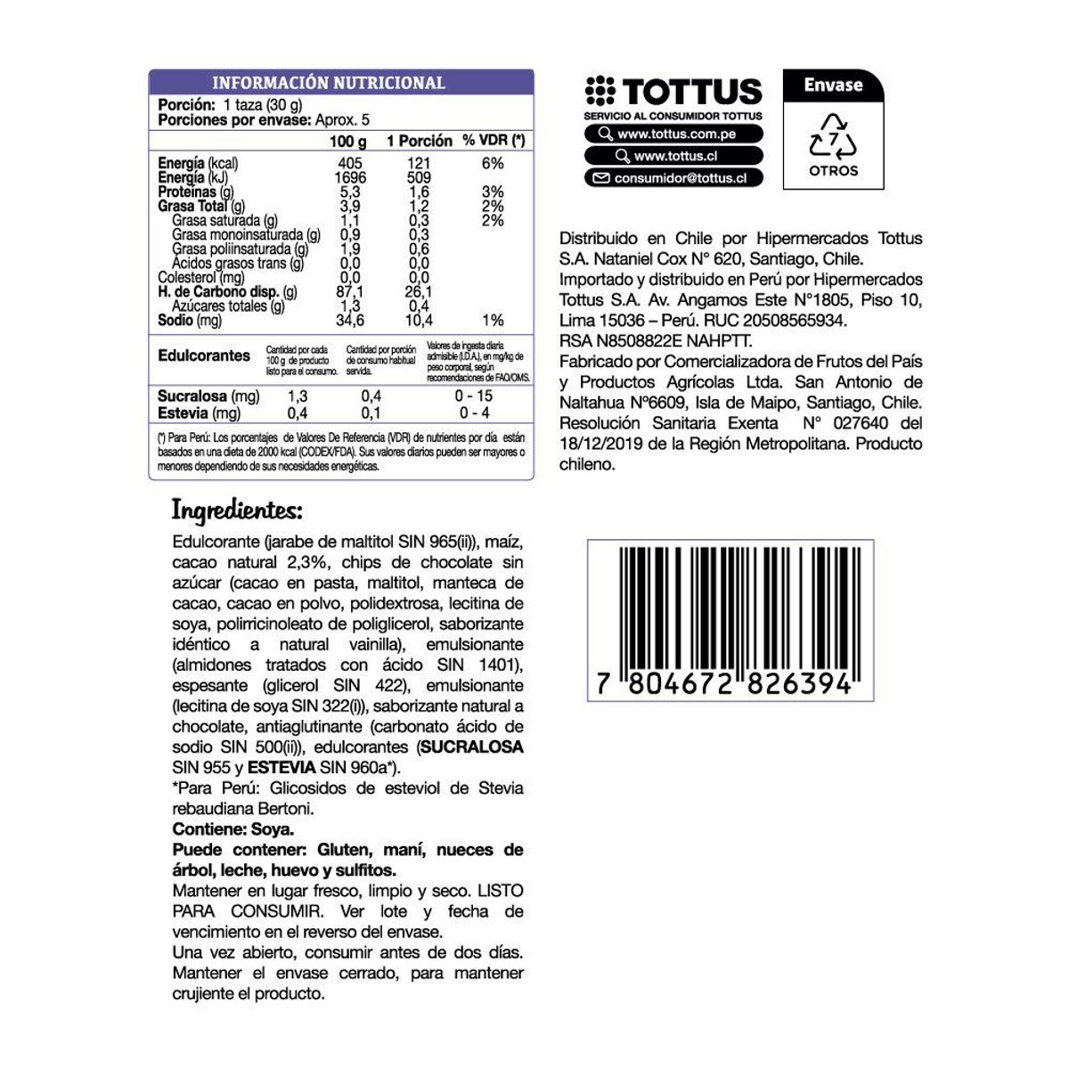 TOTTUS LIFE - Pop Corn Sabor Chocolate