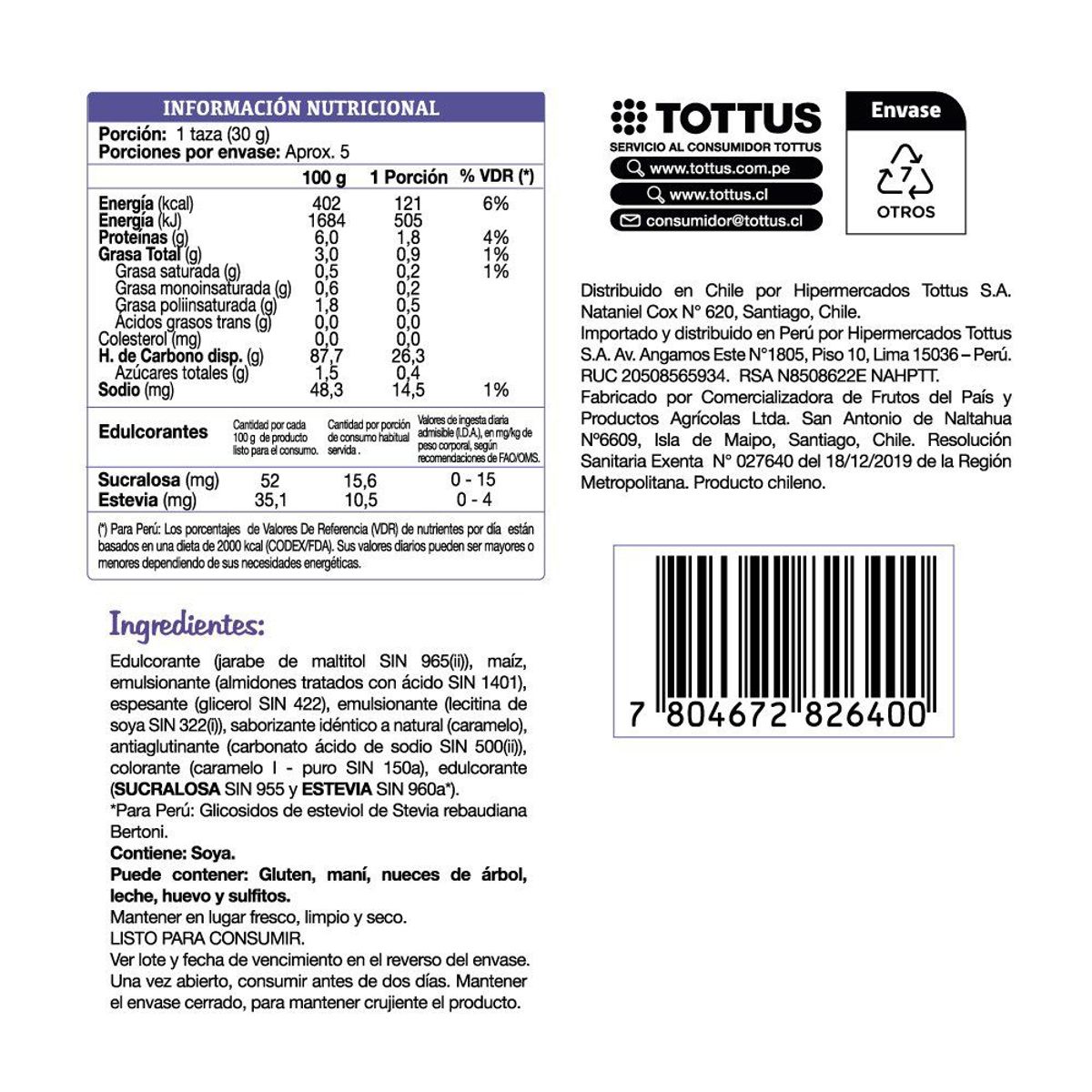 TOTTUS LIFE - Pop Corn Sabor Caramelo