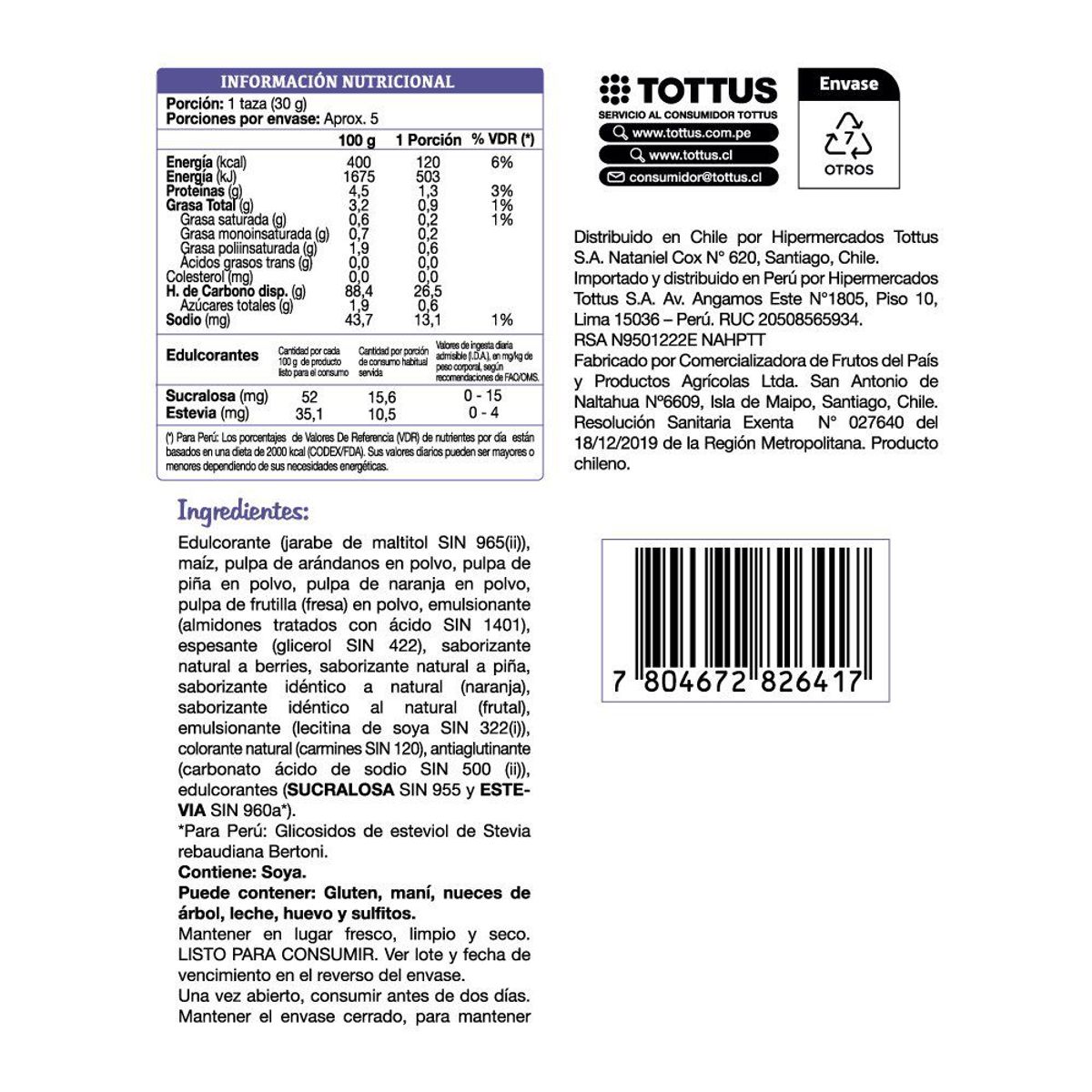 TOTTUS LIFE - Pop Corn Sabor Mix Frutal