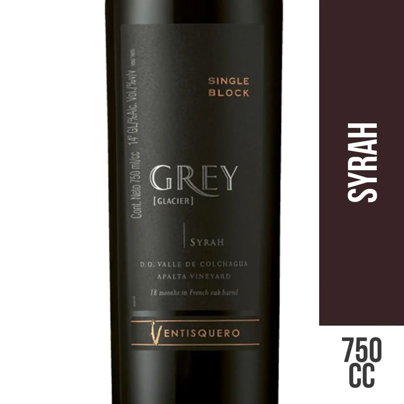 VENTISQUERO GREY - Vino Tinto Syrah Premium Grey 14° 750 cc