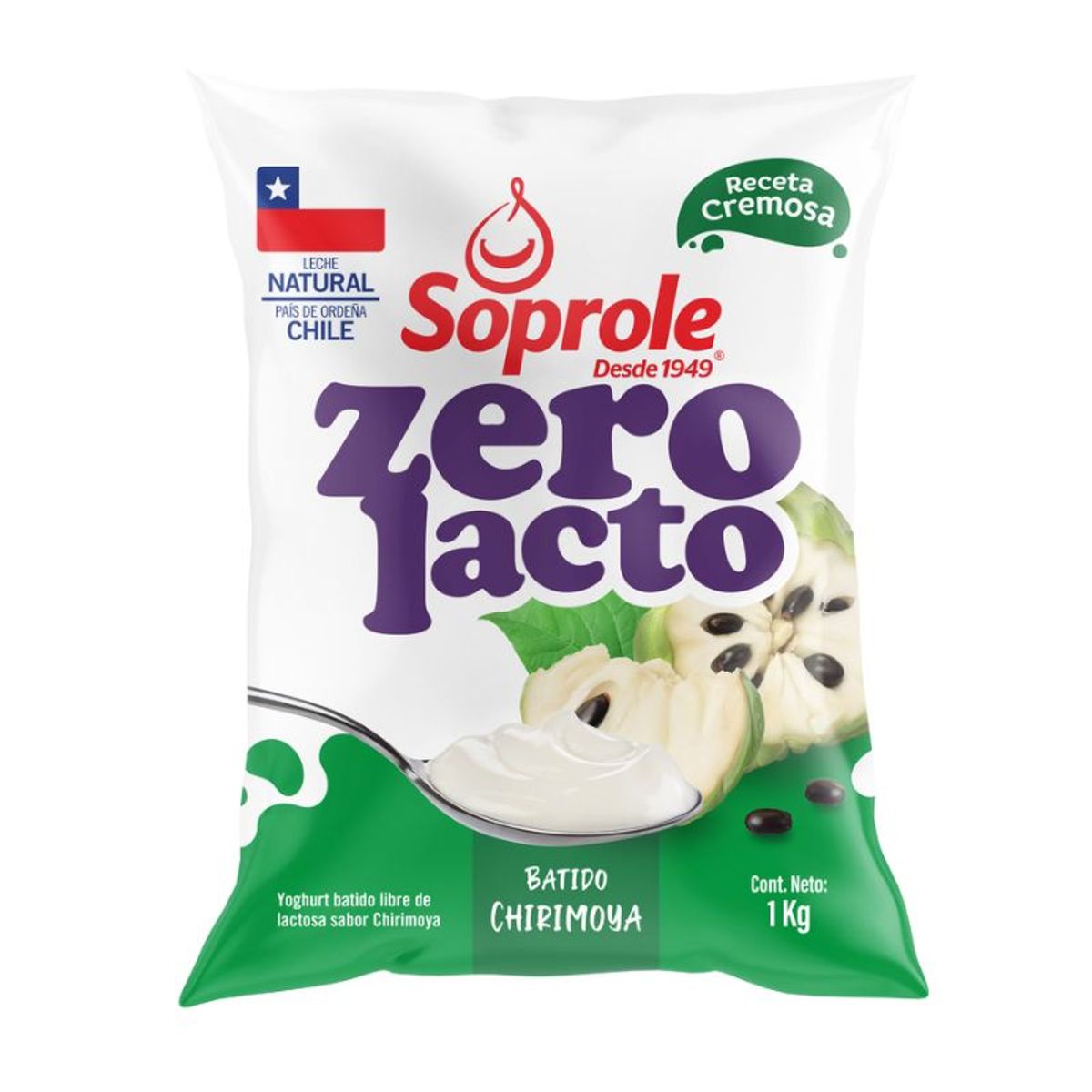 SOPROLE - Yoghurt Bolsa Chirimoya Zerolacto