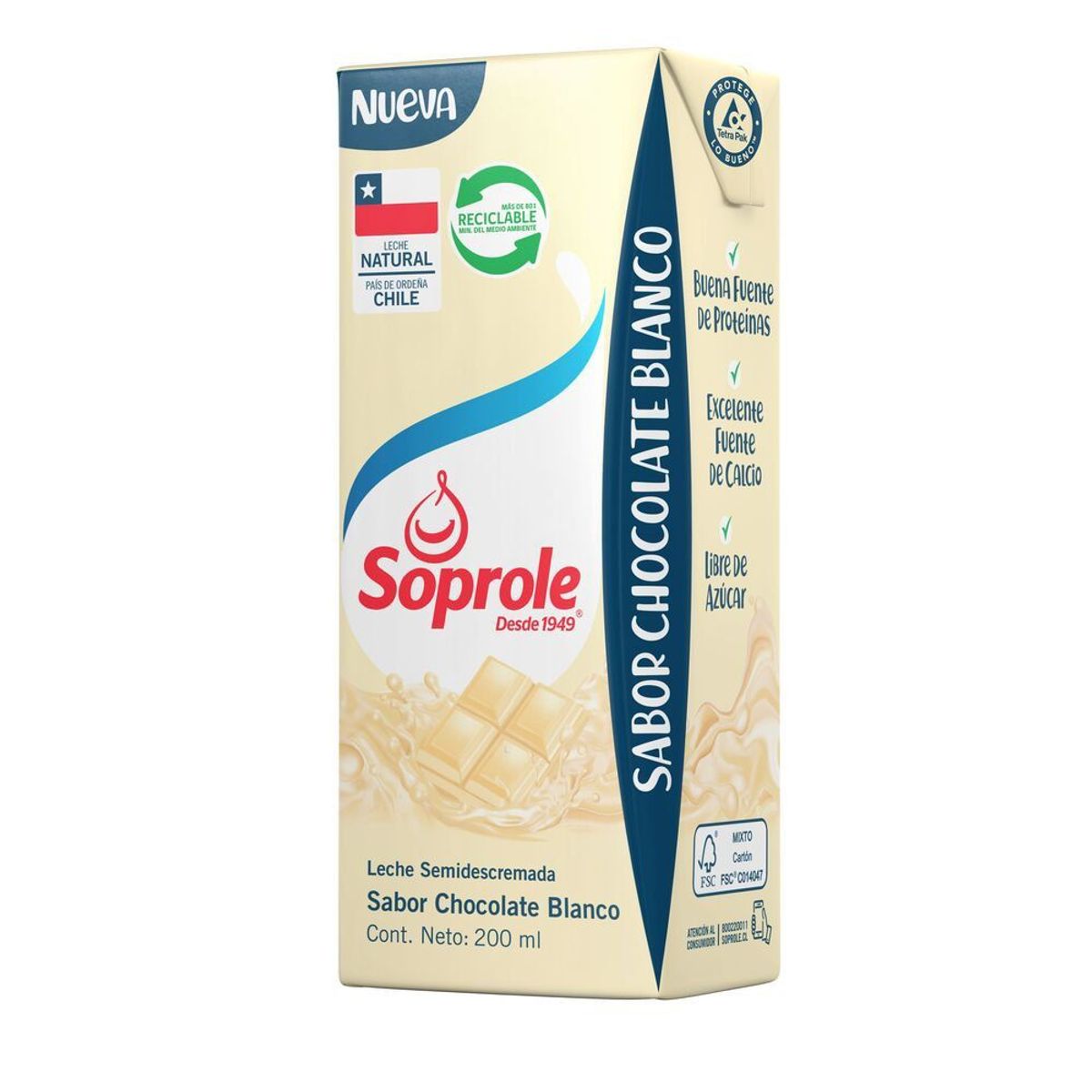 SOPROLE - Leche Semidescremada Sabor Chocolate Blanco