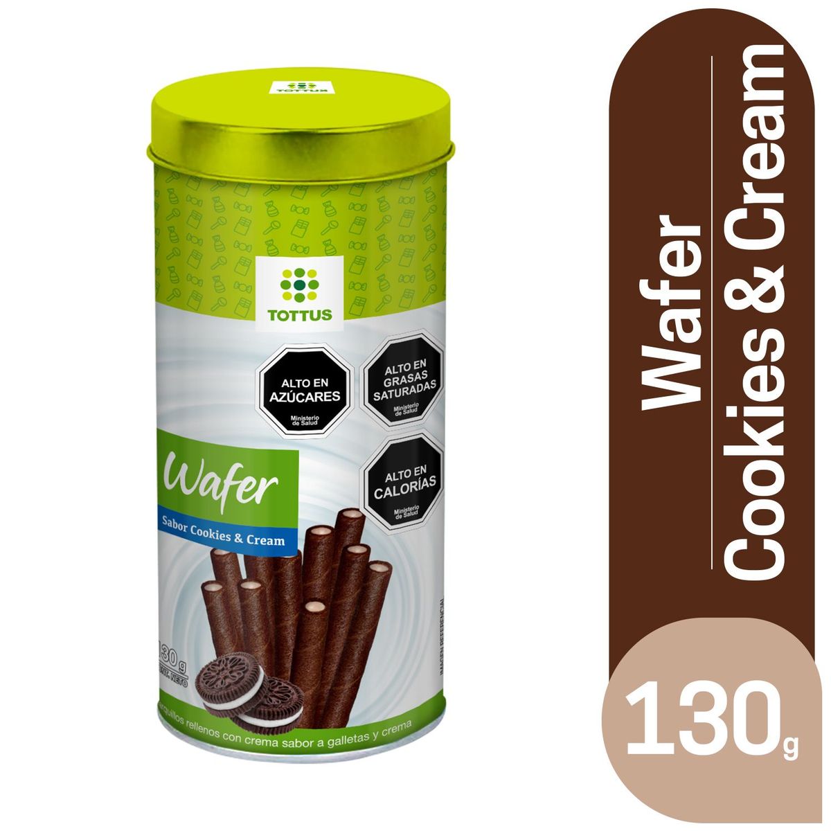 TOTTUS - Galletas Wafer Roll Cookies & Cream