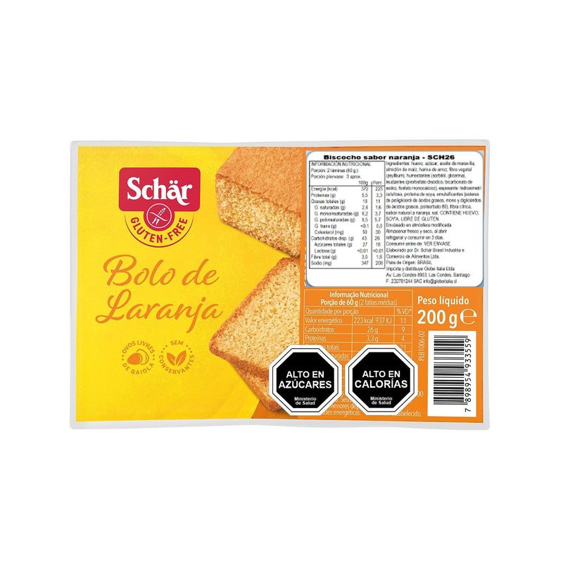 SCHAR - Queque Naranja Sin Gluten
