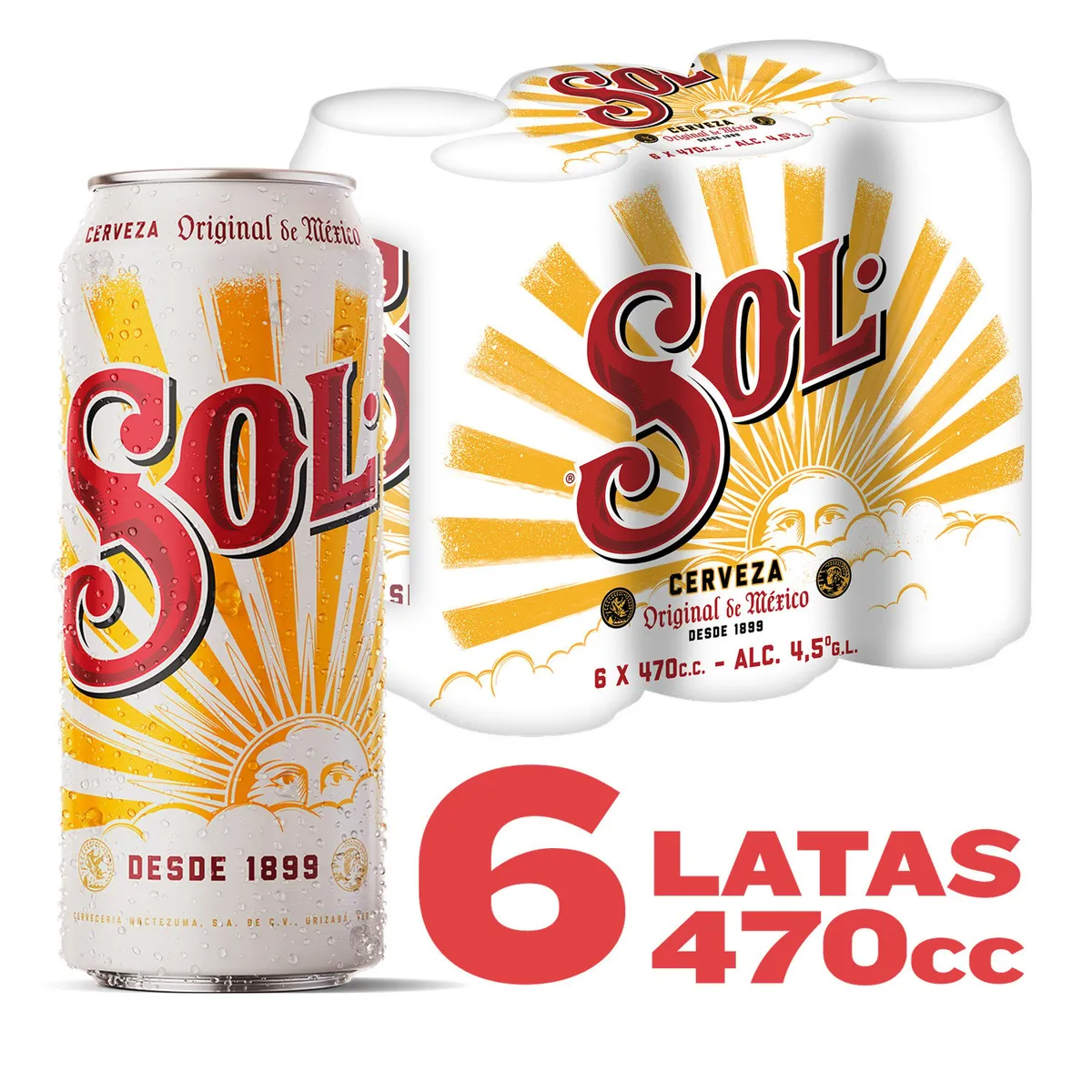 SOL - SIXPACK CERVEZA LAGER SOL 4.5 G 470 ML