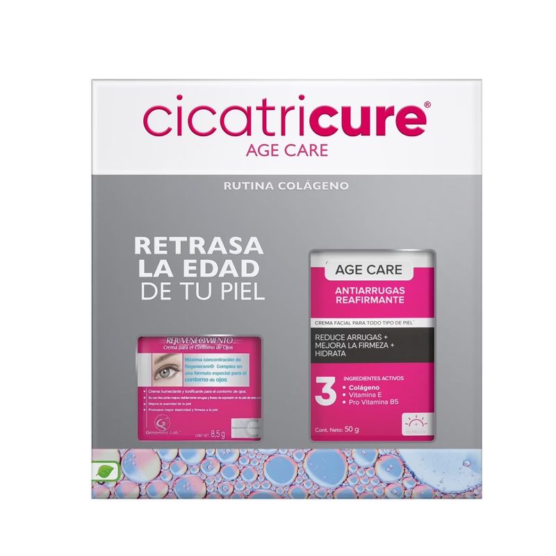 CICATRICURE - Pack Antiarrugas Age Care Reafirmante 50 g + Contorno de Ojos 8 g Cicatricure