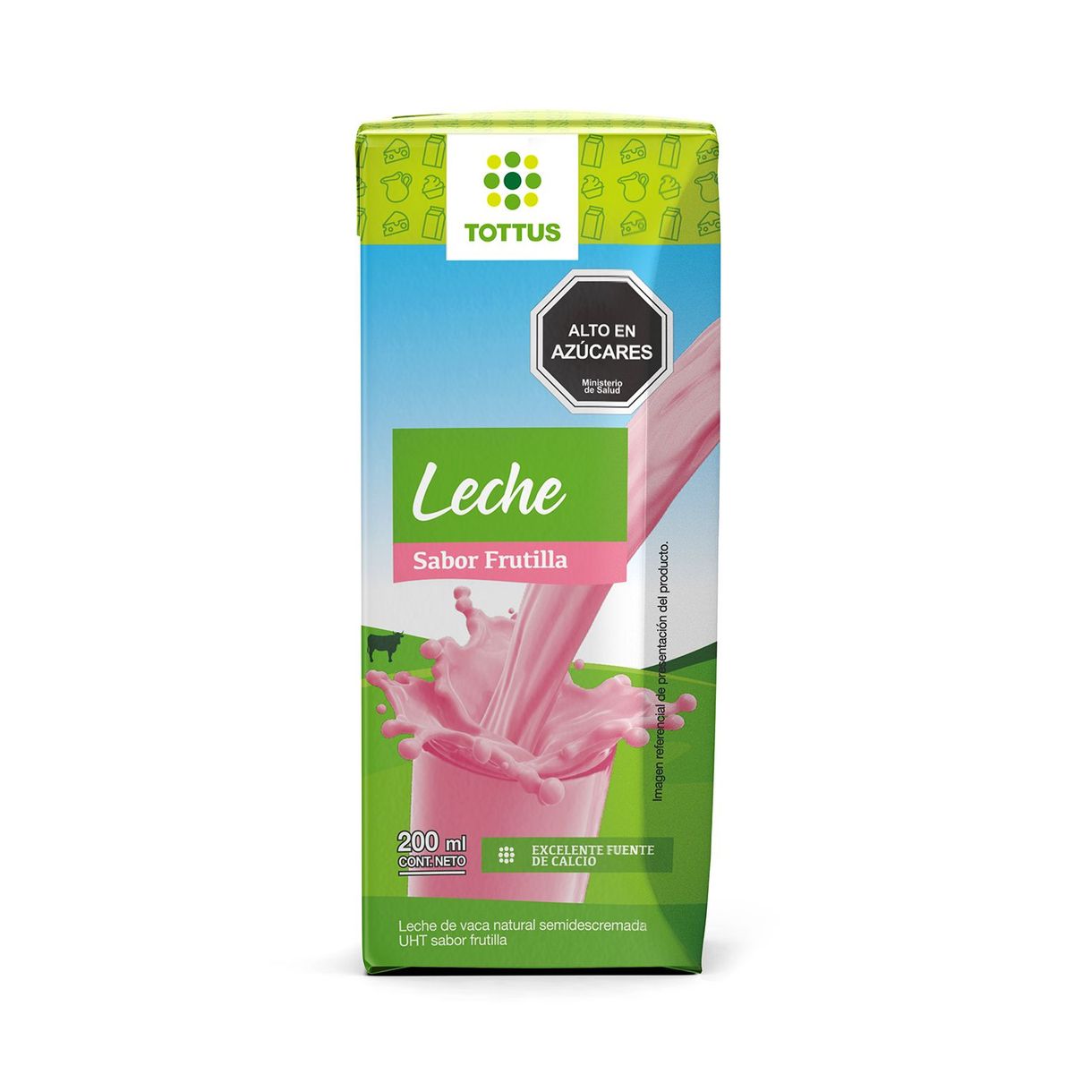 TOTTUS - Leche Semidescremada Sabor Frutilla