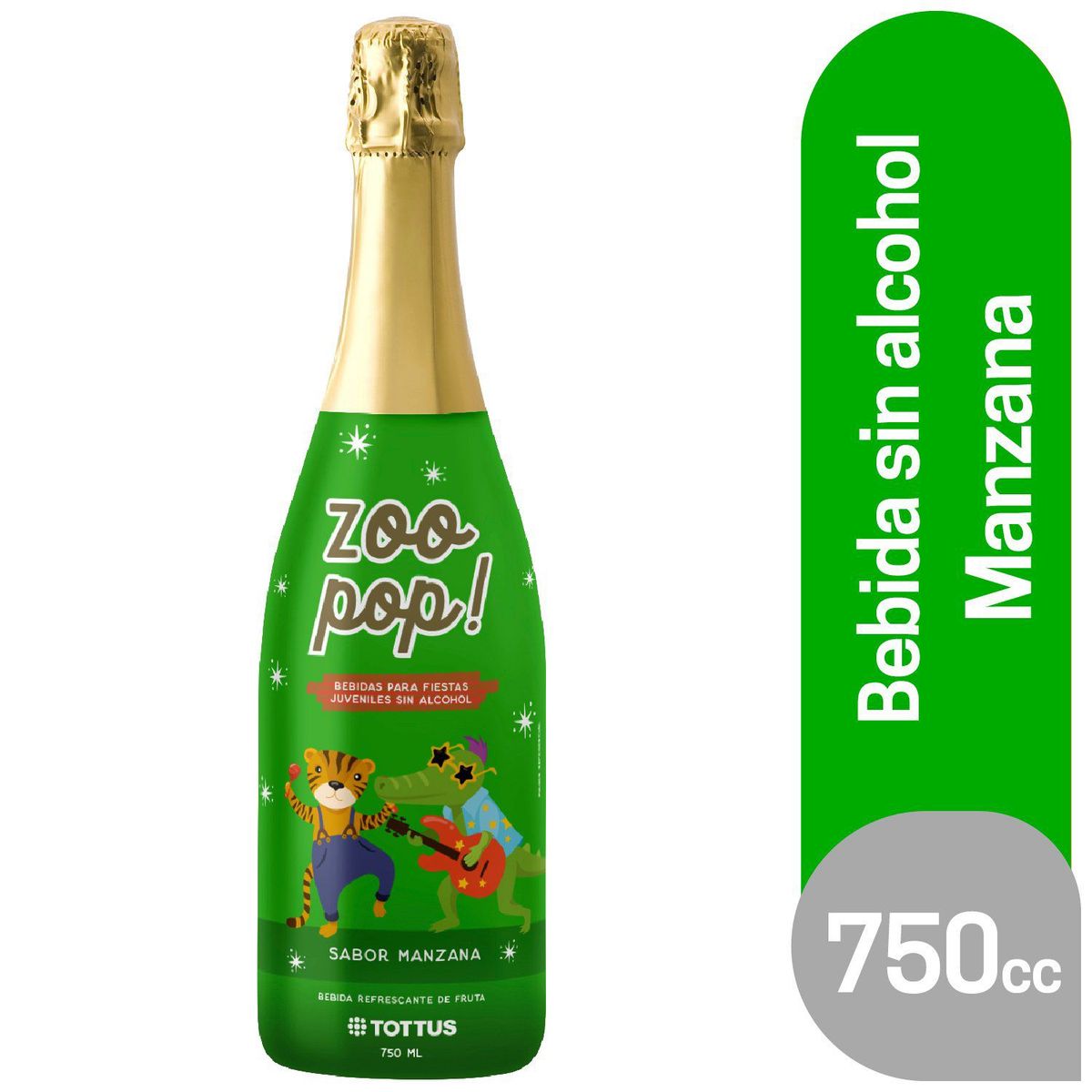 TOTTUS - Bebida de Fantasía Zoo Pop Manzana 750 ml