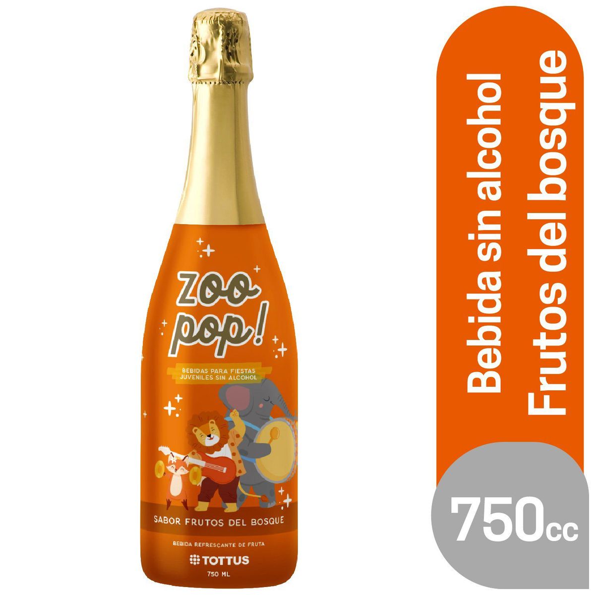 TOTTUS - Bebida de Fantasía Zoo Pop Fruta Del Bosque 750 ml