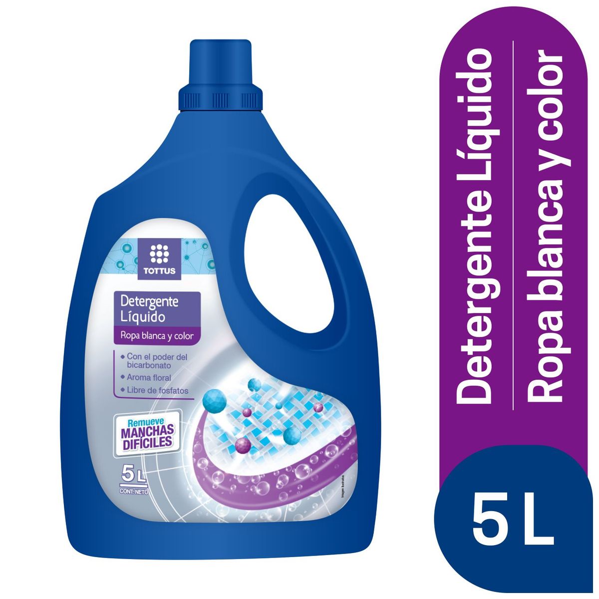 TOTTUS - Detergente Líquido Ropa Blanca y Color Botella