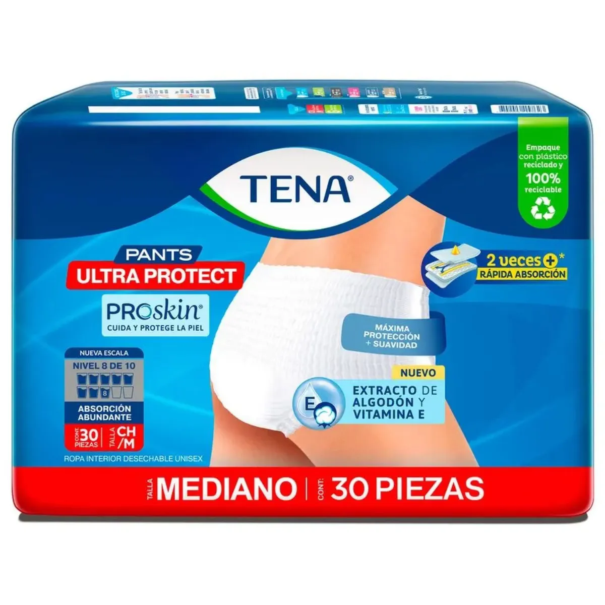 TENA - Pañal Adulto Pants Ultra Protect Talla M Tena 30 Un