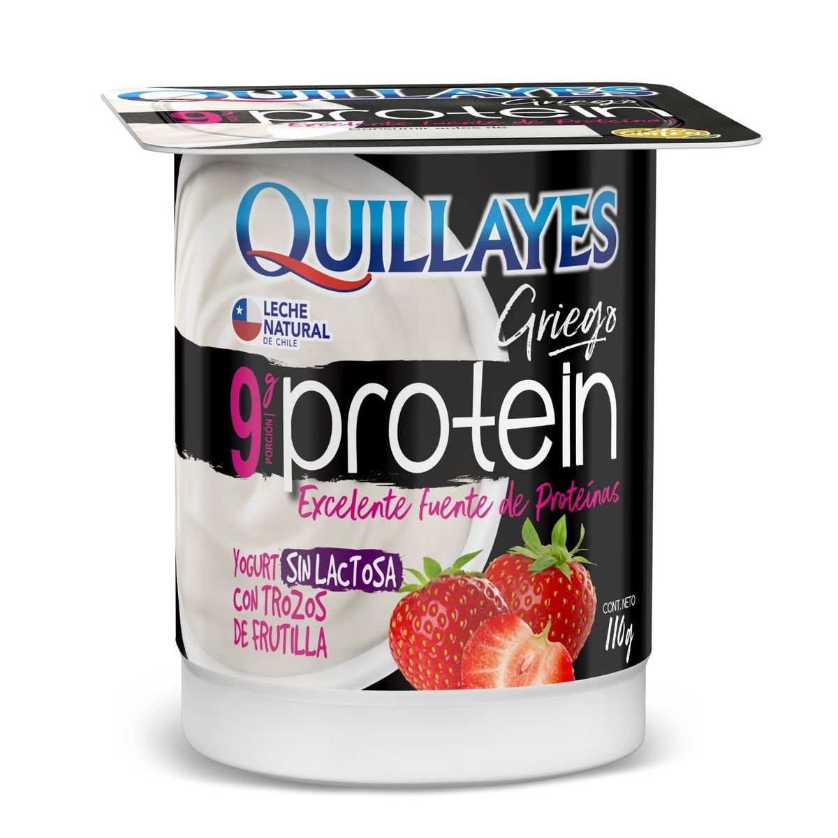 QUILLAYES - Yoghurt Griego Proteín con Trozos de Frutilla Quillayes 110 g